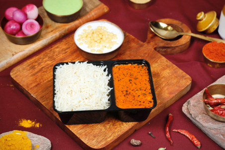 Chaap Curry Rice box with Boondi Raita