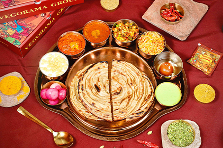 Lacha Paratha or Pudina  Paratha Thali